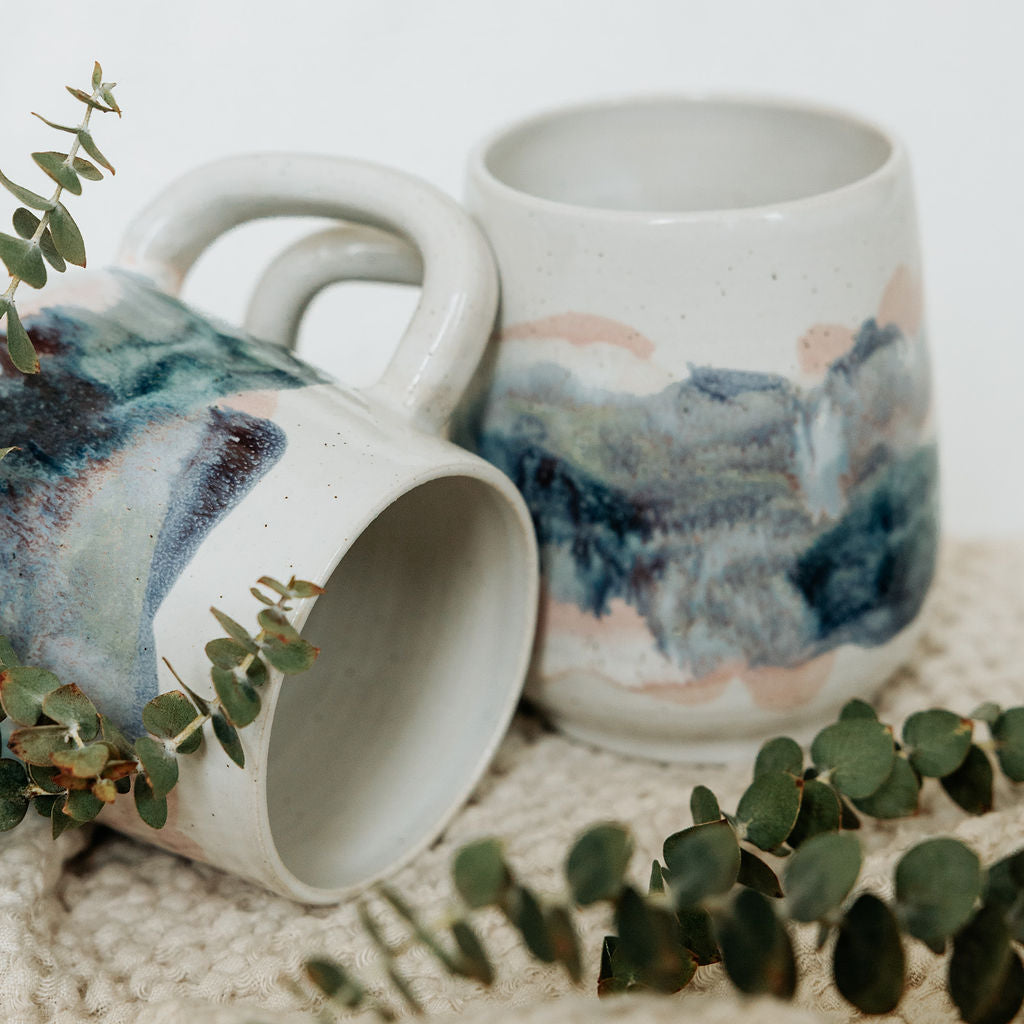 Spring Morning - Handmade Pottery Coffee Mug with Mixed Colourful Glaze