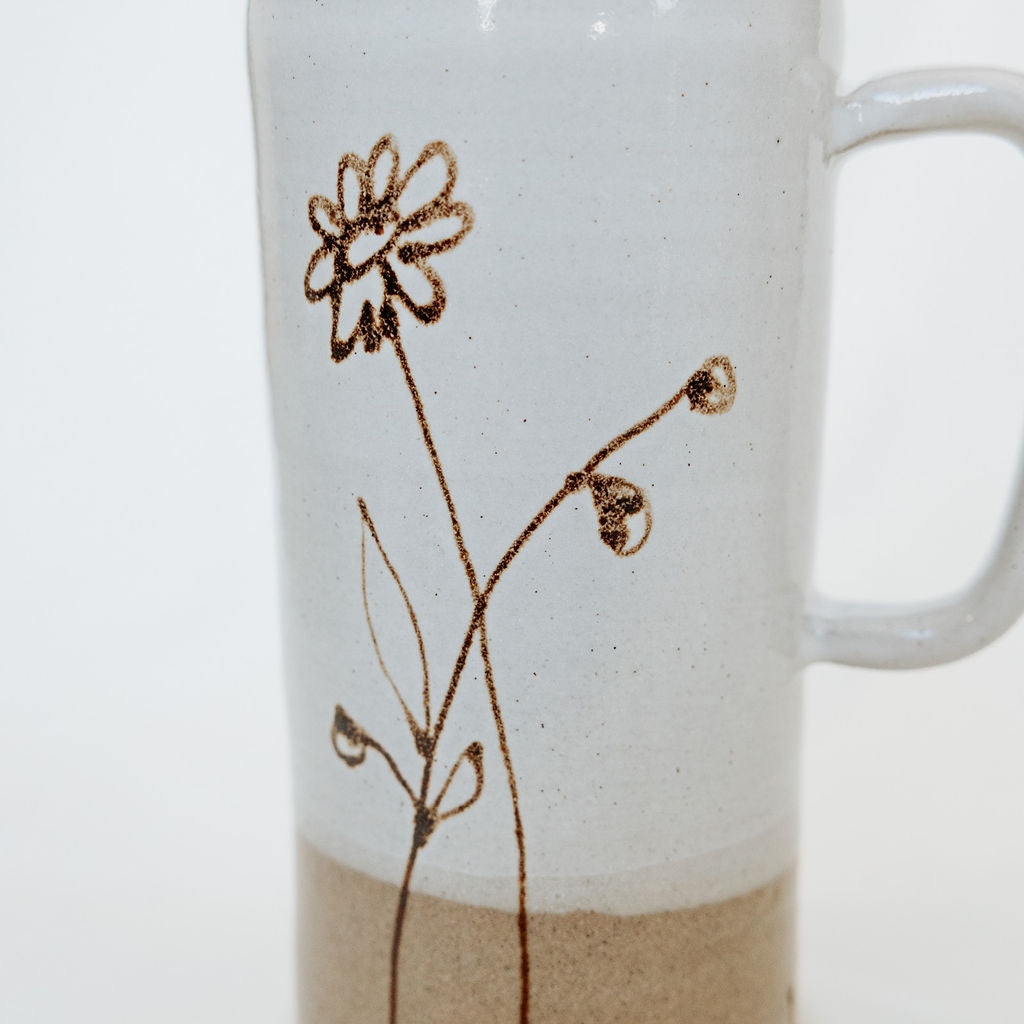 PREORDER - Handmade Pottery Lidded Mug in Floral Style