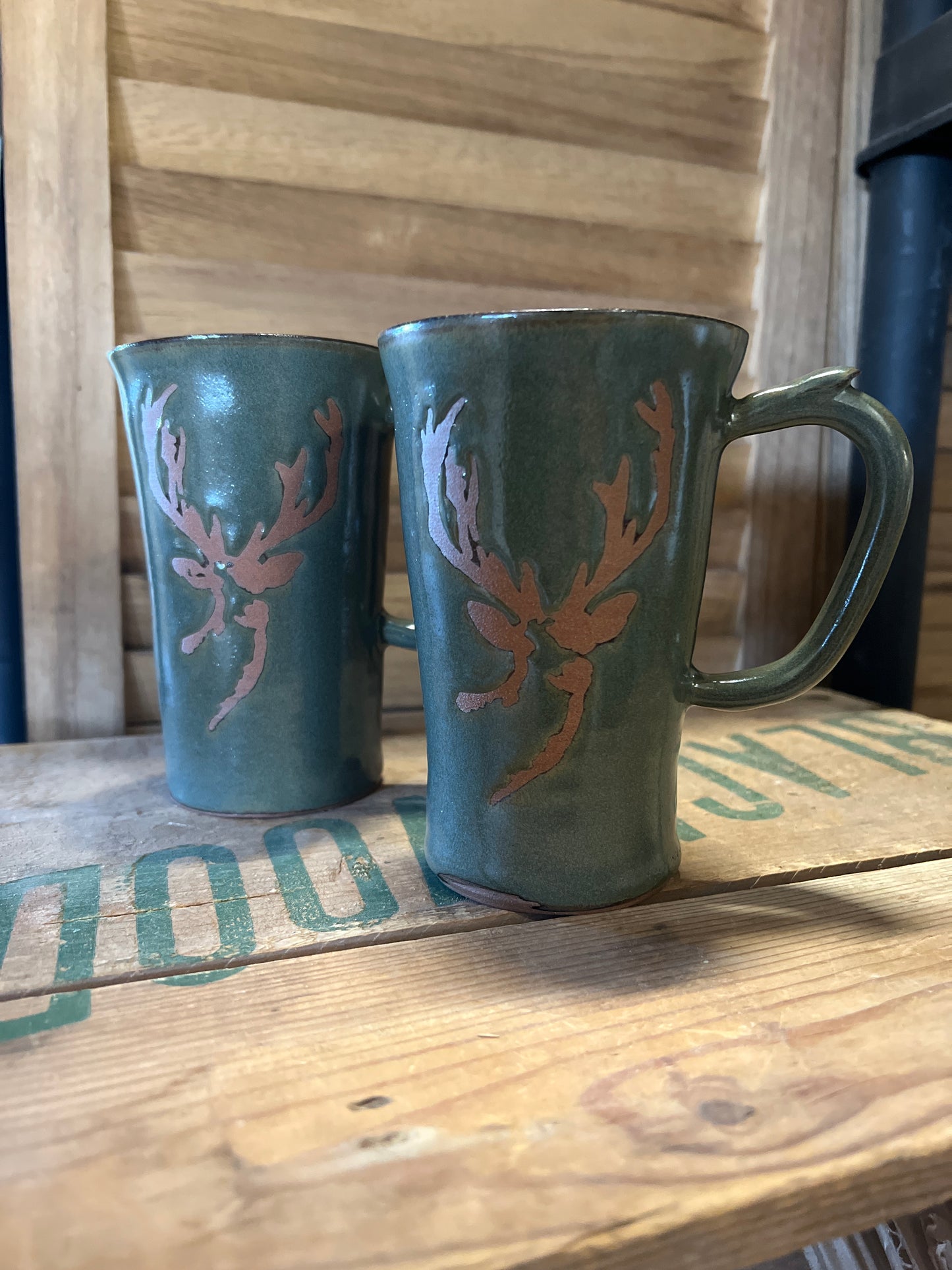 Ceramic Christmas Deer, Deer Christmas Mug, Deer Head Pottery Mug