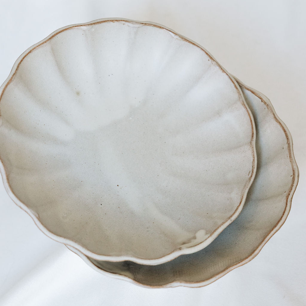 Scalloped Cream Bowl