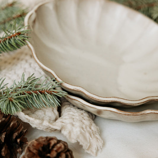Scalloped Cream Bowl