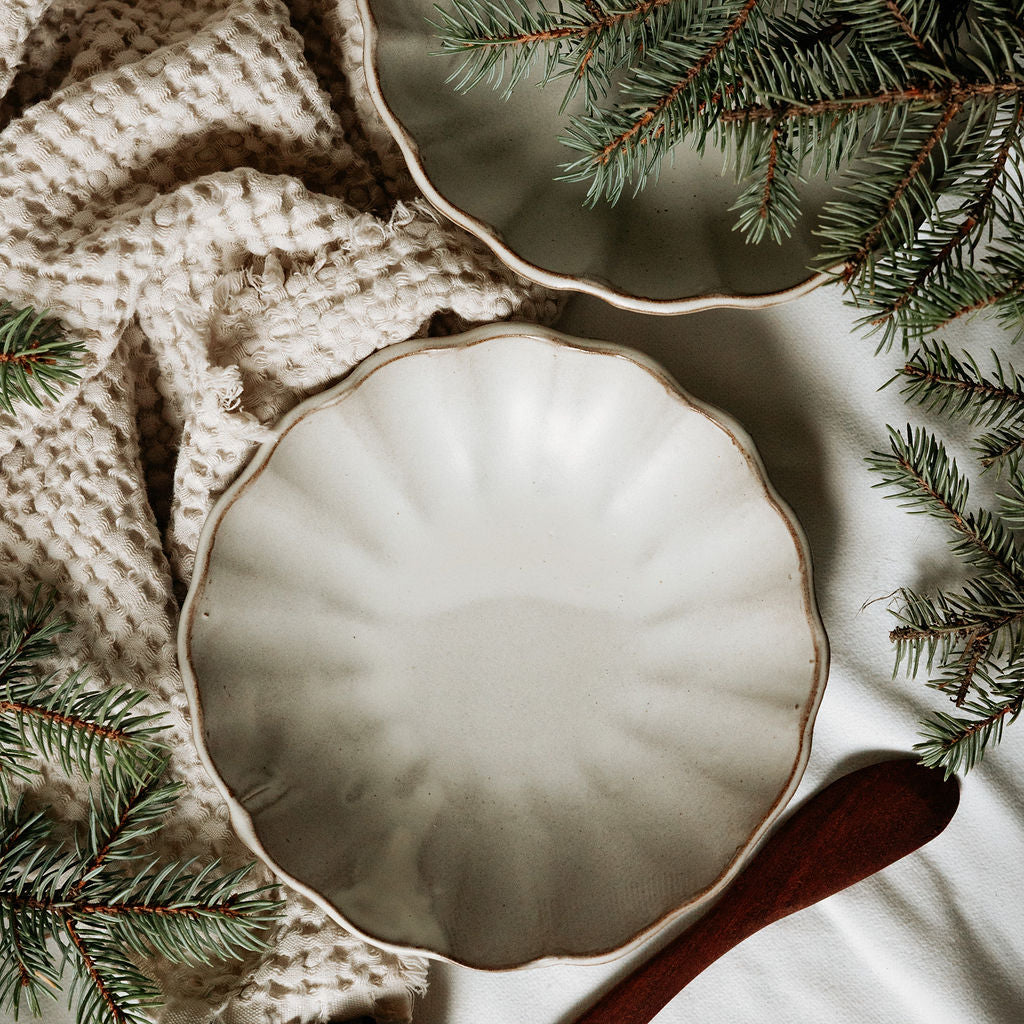 Scalloped Cream Bowl