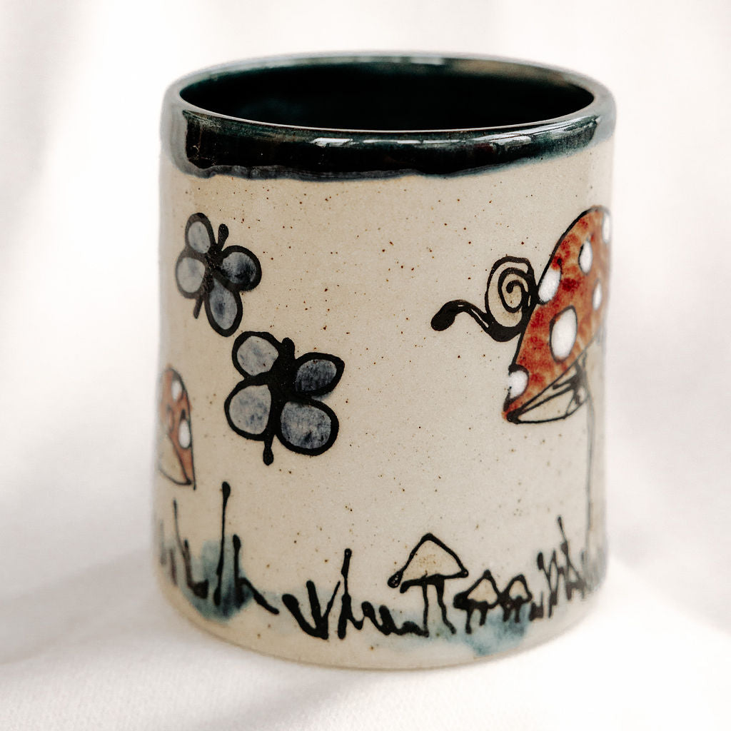 Hand Drawn Mushroom Pottery Mug