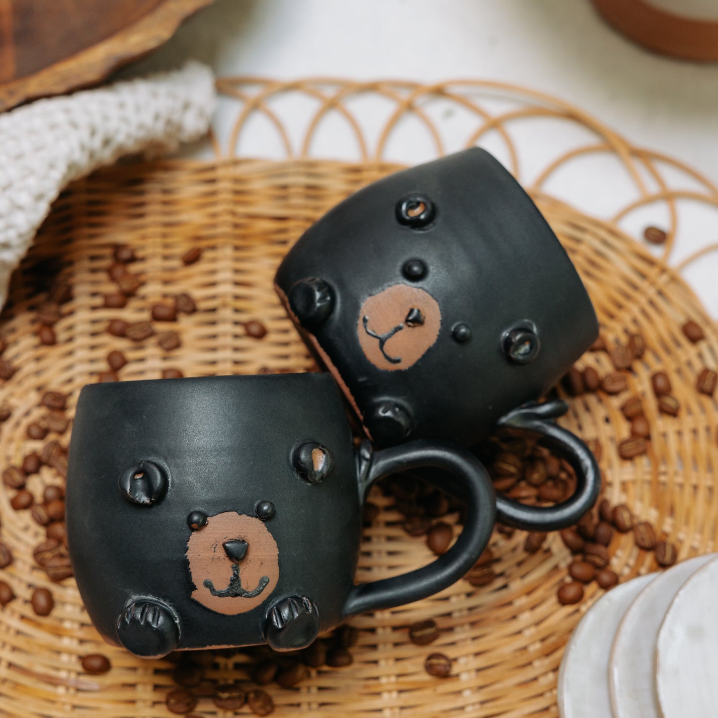 Grumpy the Bear Pottery Mugs