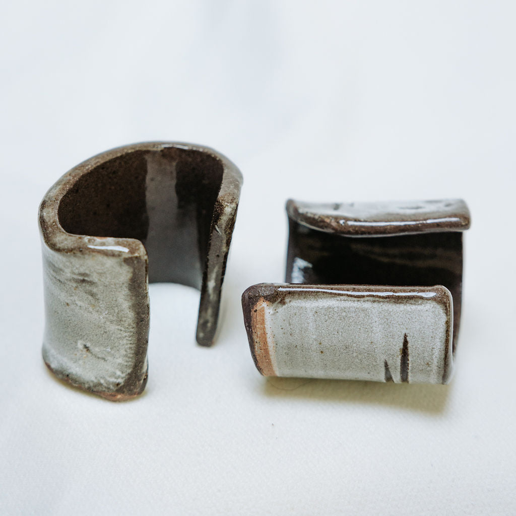 Organic Pottery Napkin Rings in the Birchbark Design