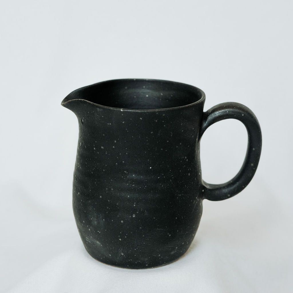 Black Speckled Handmade Pottery Pitcher for Cream or Syrup