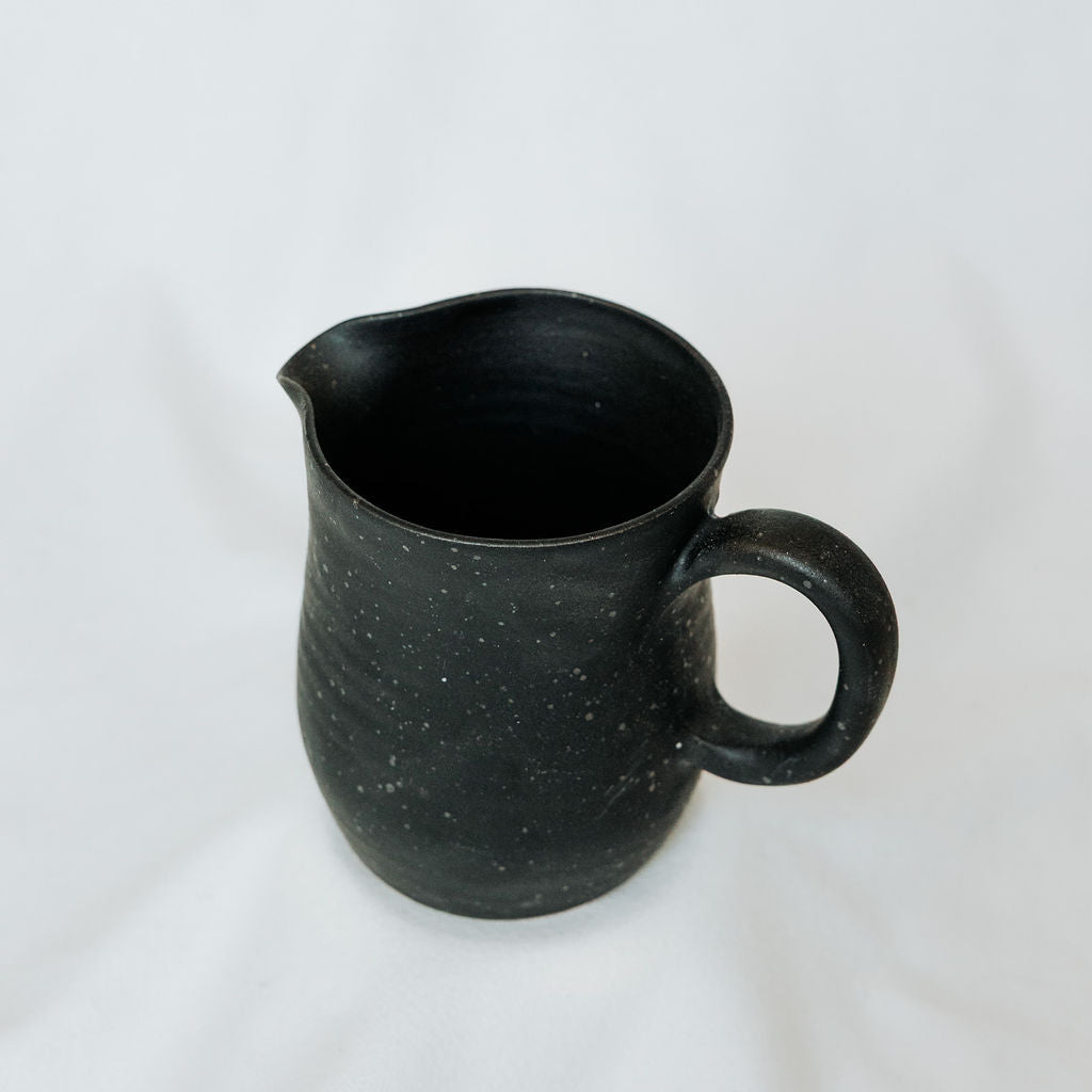 Black Speckled Handmade Pottery Pitcher for Cream or Syrup