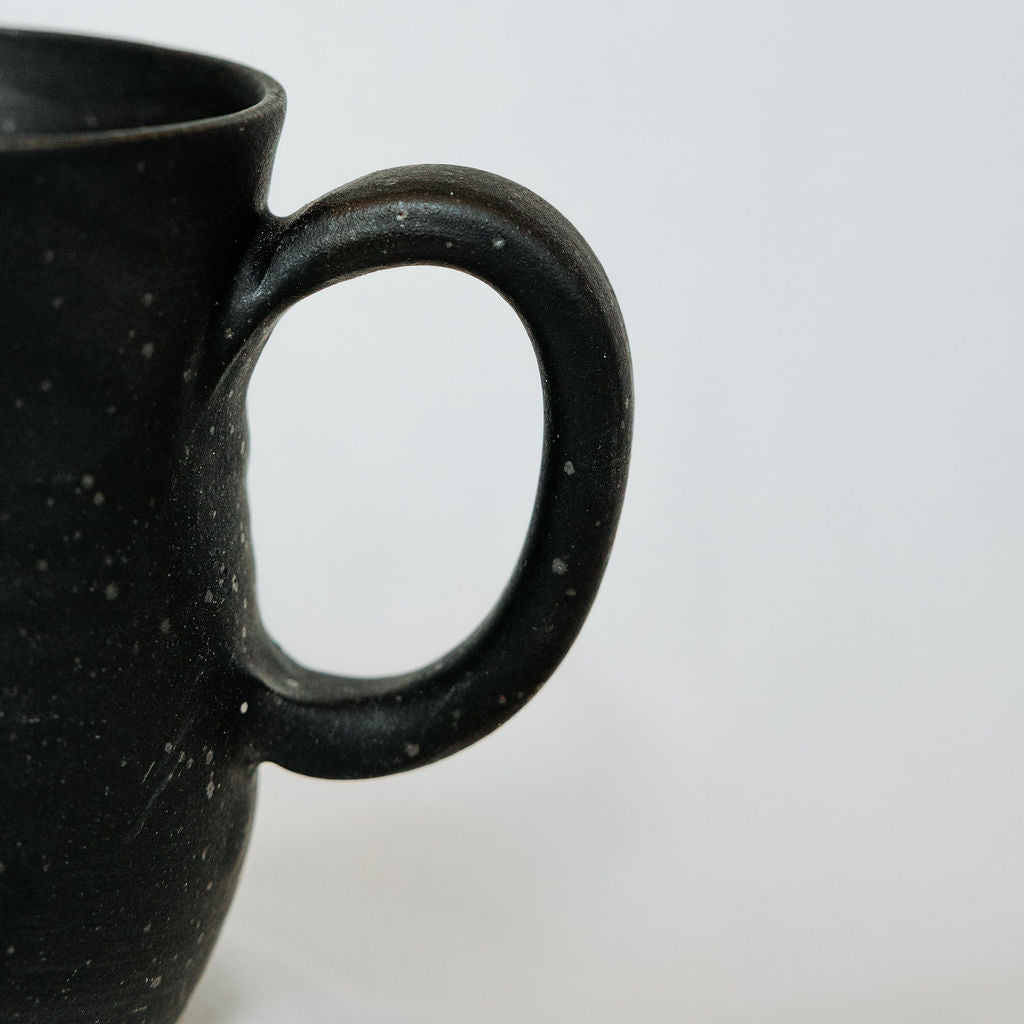Black Speckled Handmade Pottery Pitcher for Cream or Syrup