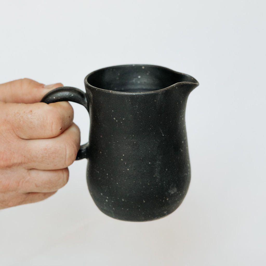 Black Speckled Handmade Pottery Pitcher for Cream or Syrup