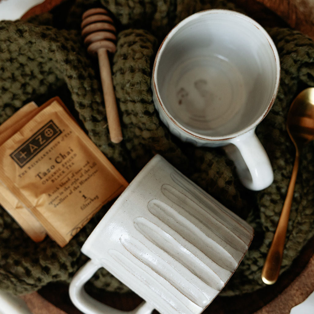 White Carved Mug - Carved Mugs - Pottery Handmade - Striped Mugs - Ceramic Mugs