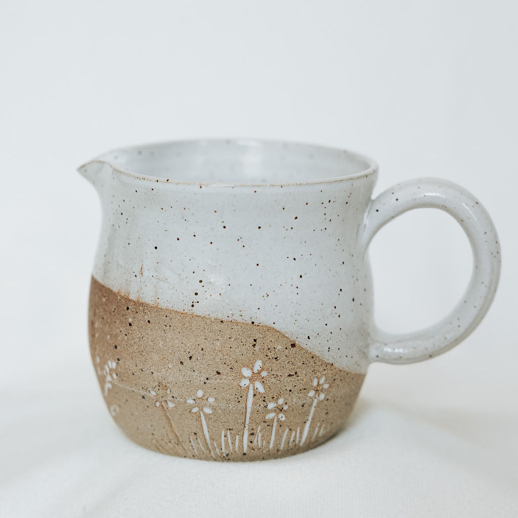 Carved Wildflower Syrup Pitcher