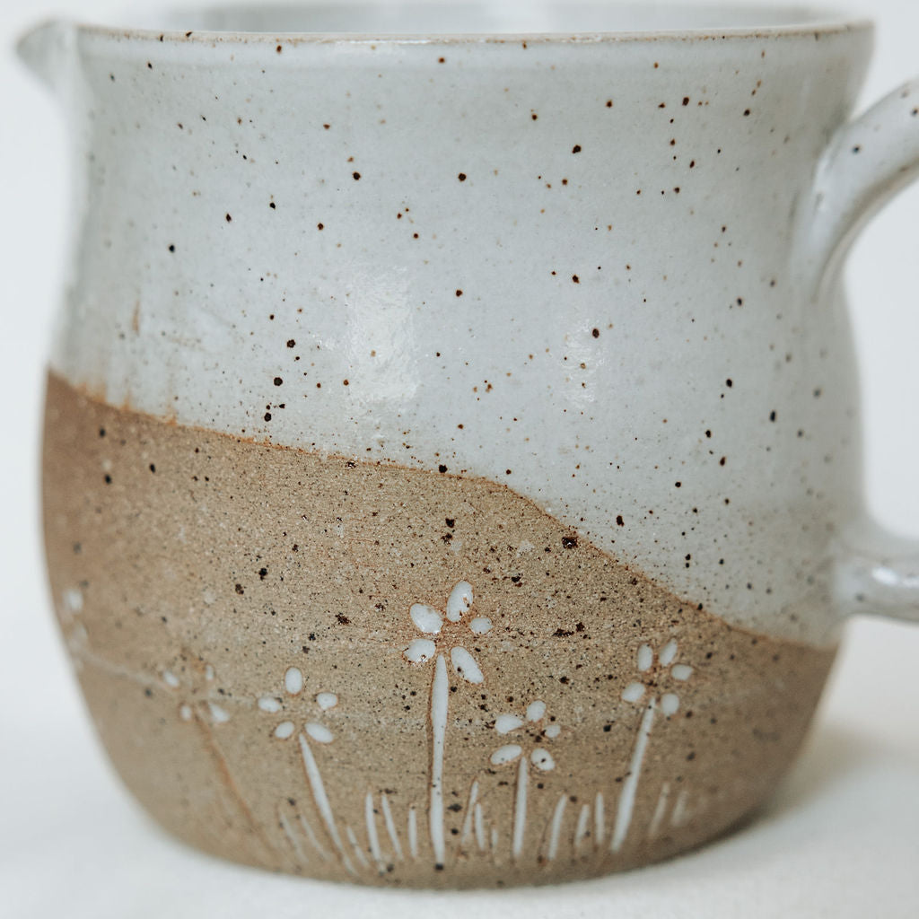 Carved Wildflower Syrup Pitcher