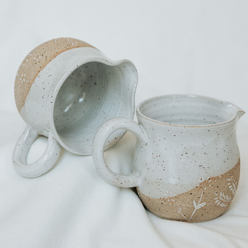 Carved Wildflower Syrup Pitcher