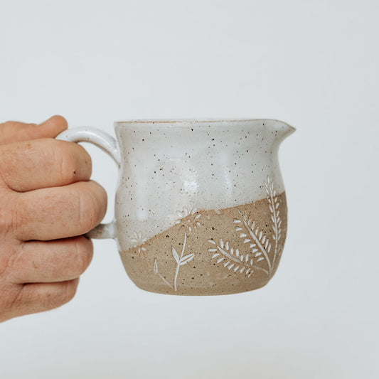 Carved Wildflower Syrup Pitcher