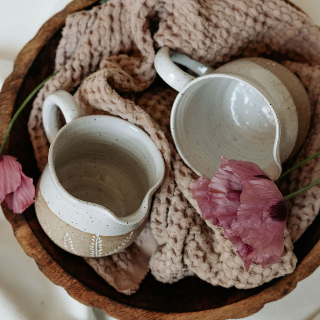 Carved Wildflower Syrup Pitcher