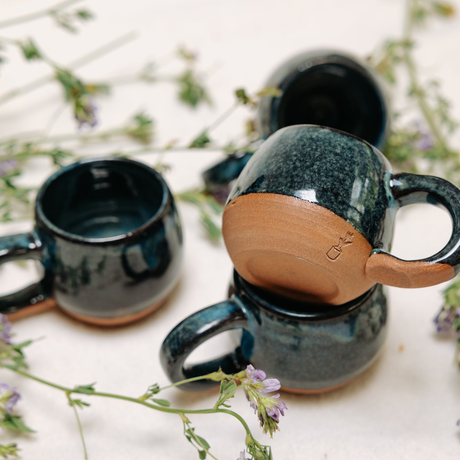 Glossy Teal/Blue Espresso Cups, Tiny Coffee Mug – Thistlewood