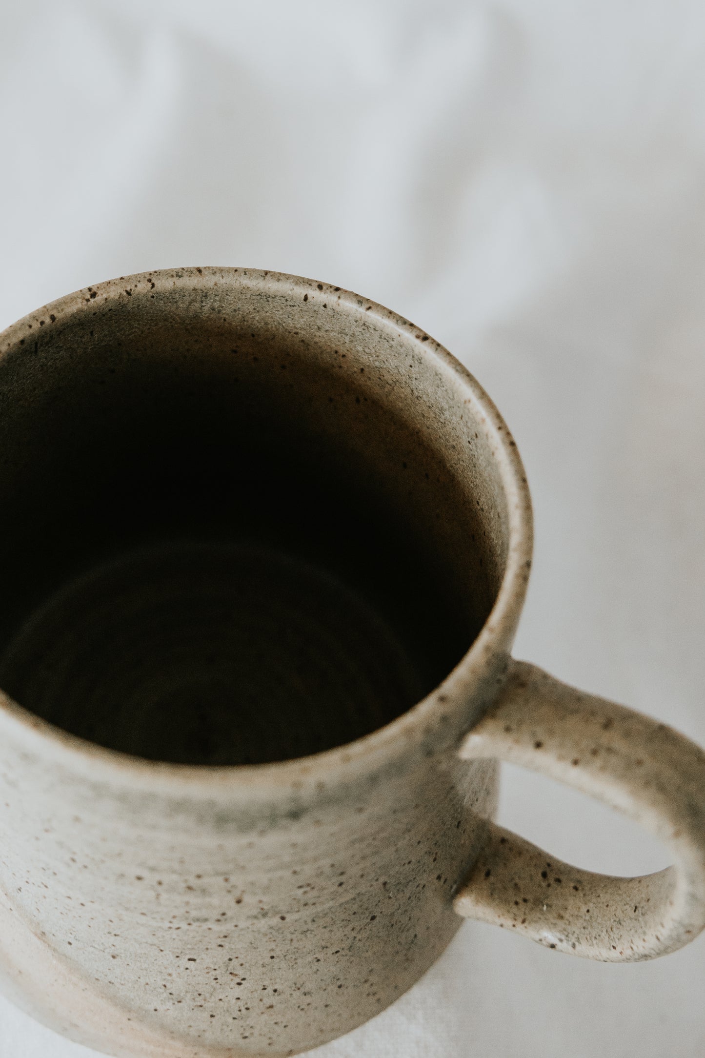 Green Speckled Pottery Coffee Mug, Silver Willow