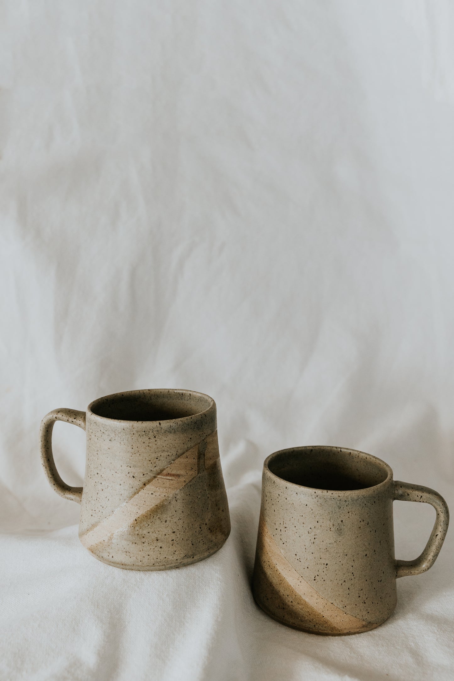 Green Speckled Pottery Coffee Mug, Silver Willow