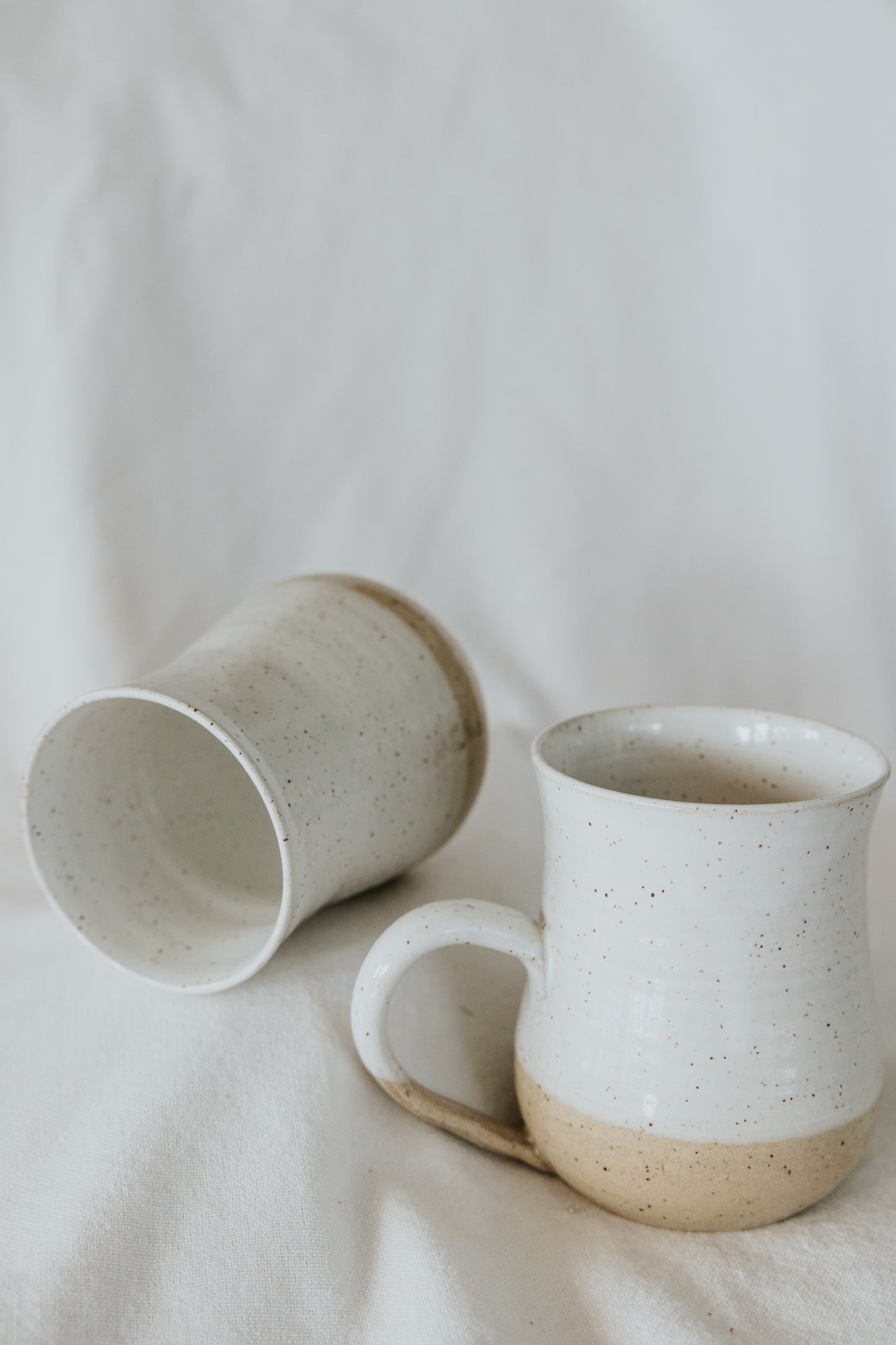 White Speckled Pottery Coffee Mug