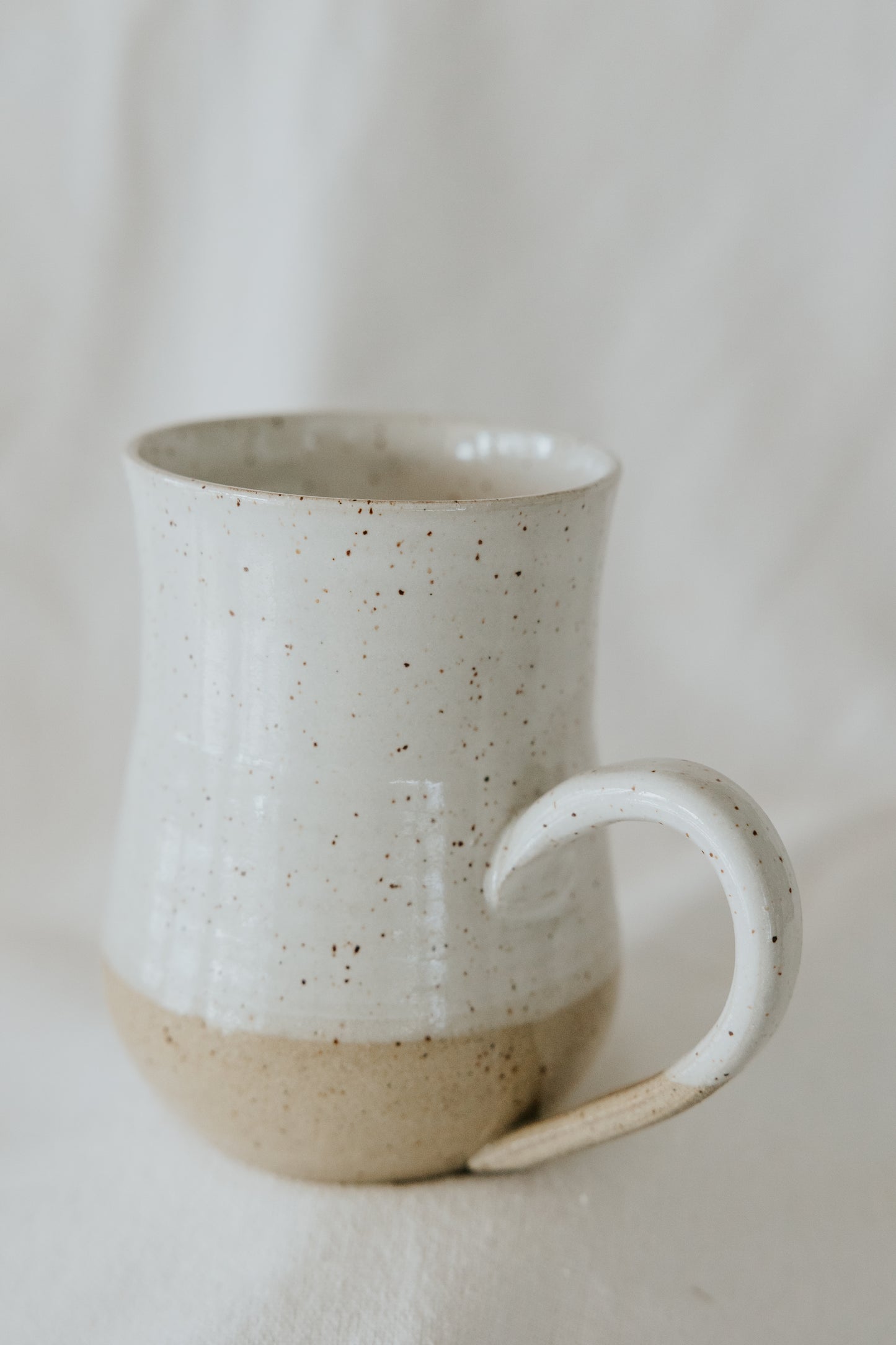 White Speckled Pottery Coffee Mug
