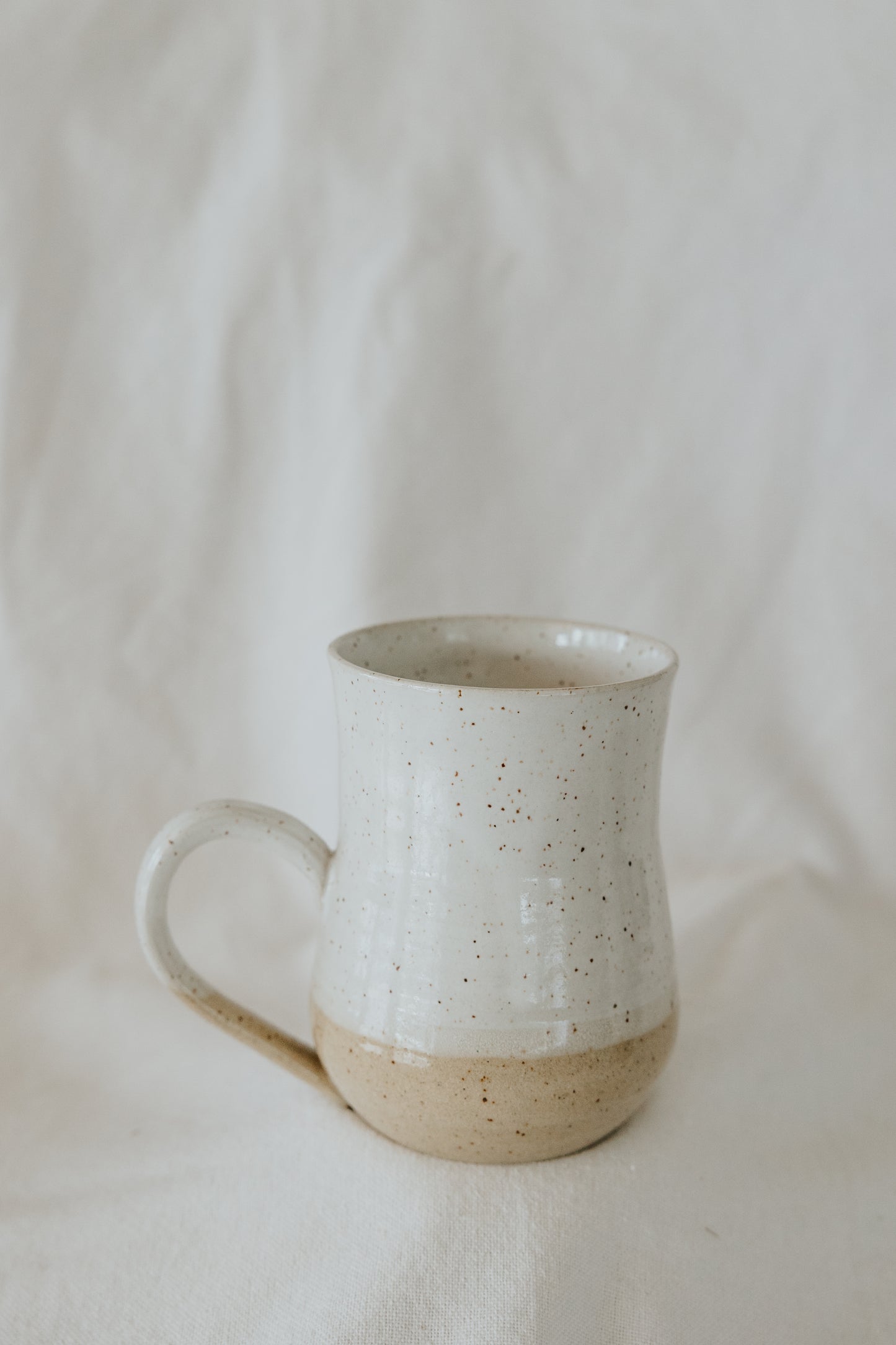 White Speckled Pottery Coffee Mug