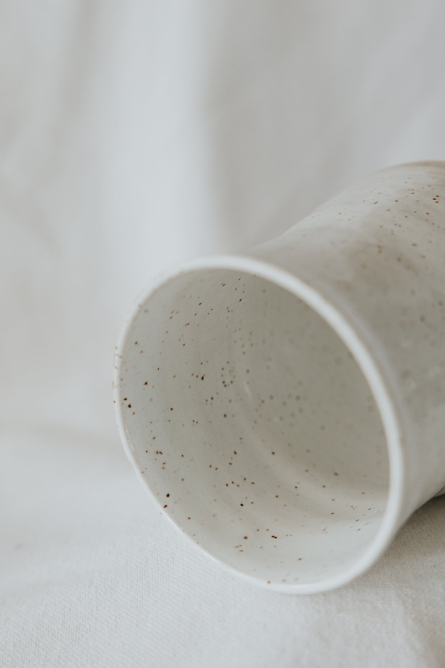 White Speckled Pottery Coffee Mug