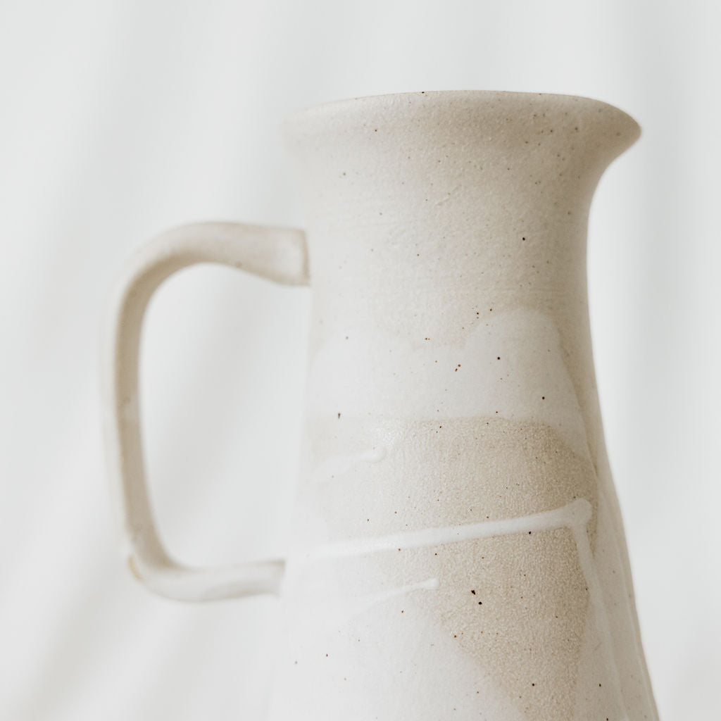 Narrow Matte White Pottery Pitcher or Vase
