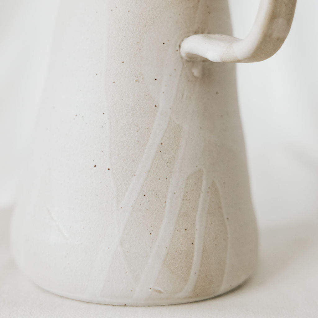 Narrow Matte White Pottery Pitcher or Vase