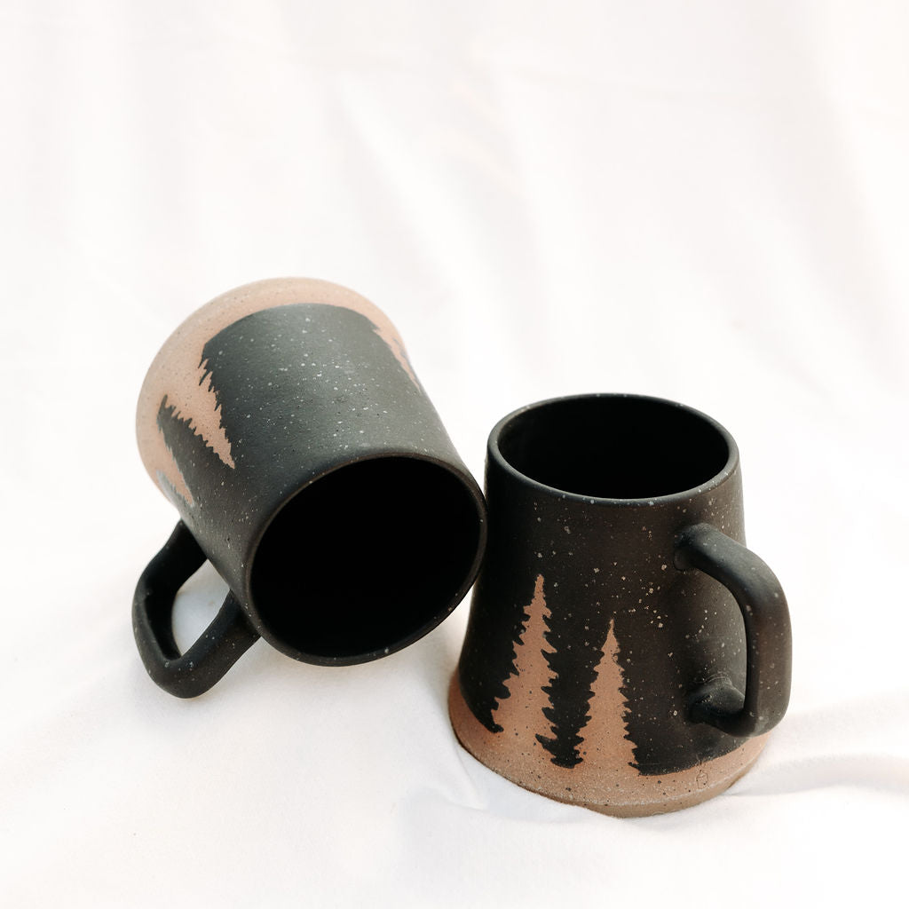 Evergreen or Pine Tree Coffee Pottery Mug