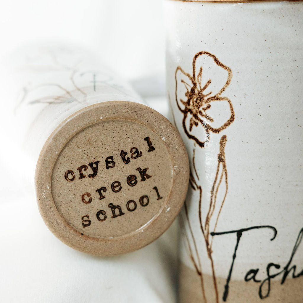 Iced Coffee Cups With Lids - Product of Canada - Floral Pottery Mug Design Lidded - able to be personalized