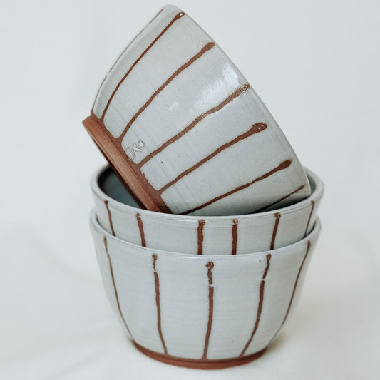 Small Dipping Bowl in Red Organic Stripes