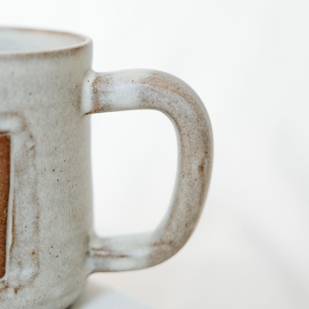Mugs - Cream and Rust Carved Mug for Mom