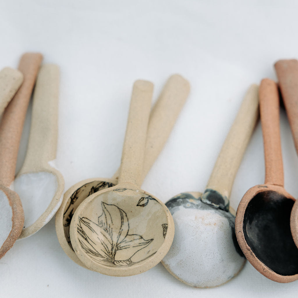 Organic Pottery Spoon/Coffee Scoop, Shorter Handle