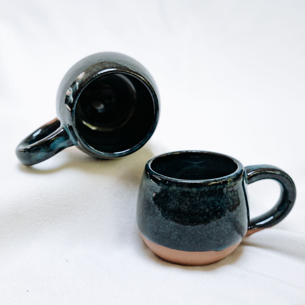 Glossy Teal Espresso Cups, Tiny Coffee Mug