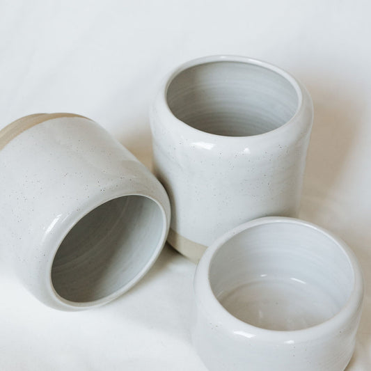 Utensil holder - Flower Pot - Large White Vase - Pottery Jar for Utensils - Ceramic Vase