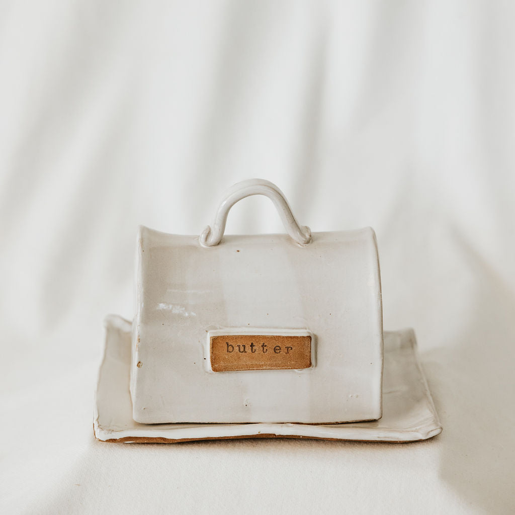 Pottery Butter Dish for the Canadian Block of Butter