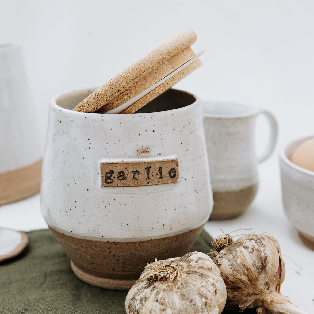 Organic Pottery Garlic Keeper in a Variety of Colours