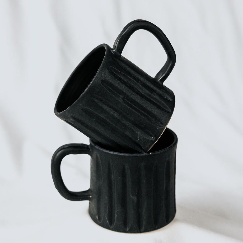 Carved Ceramic Mugs, Carved Pottery Mugs, Carved Cup, Carved Mug