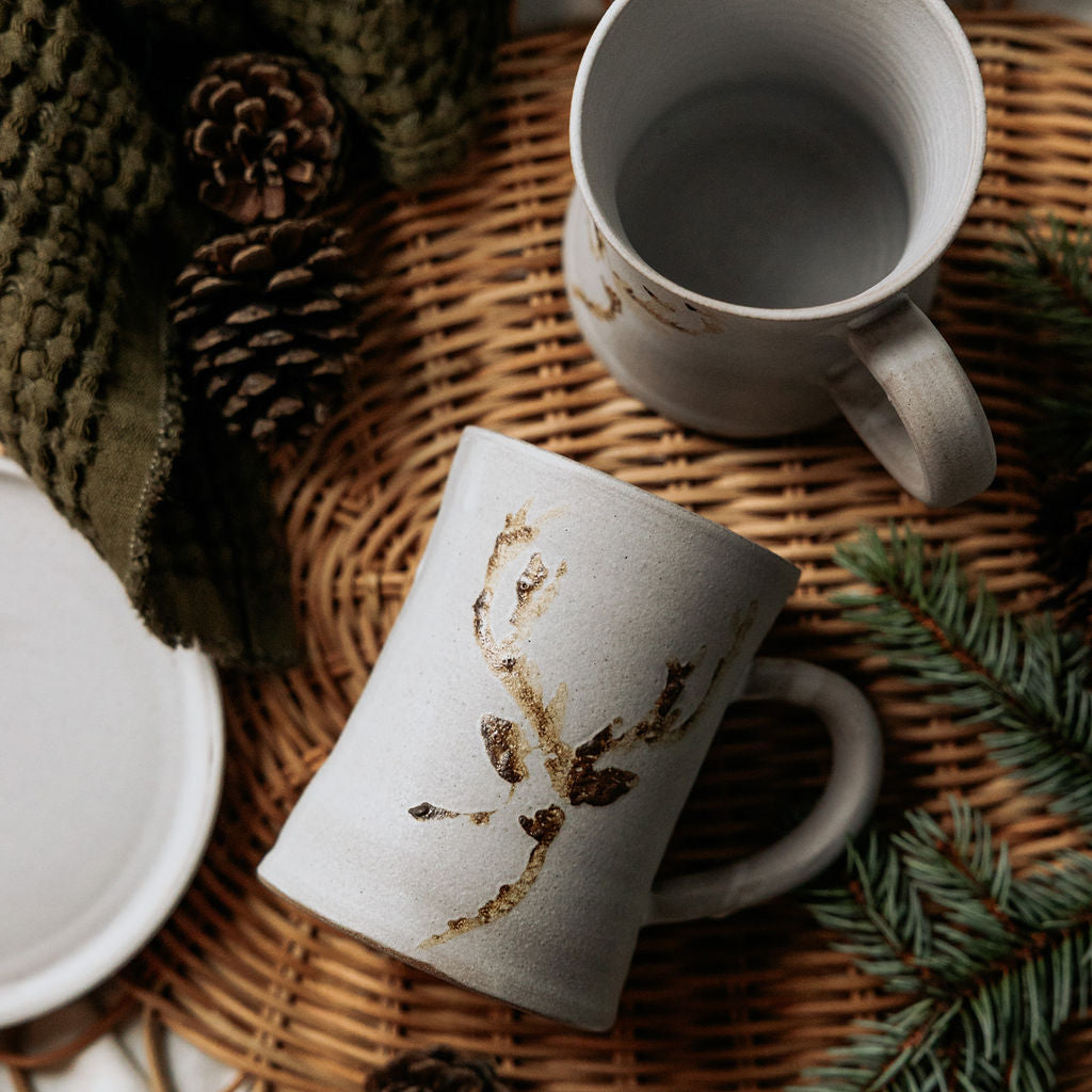 Ceramic Christmas Deer, Deer Christmas Mug, Deer Head Pottery Mug