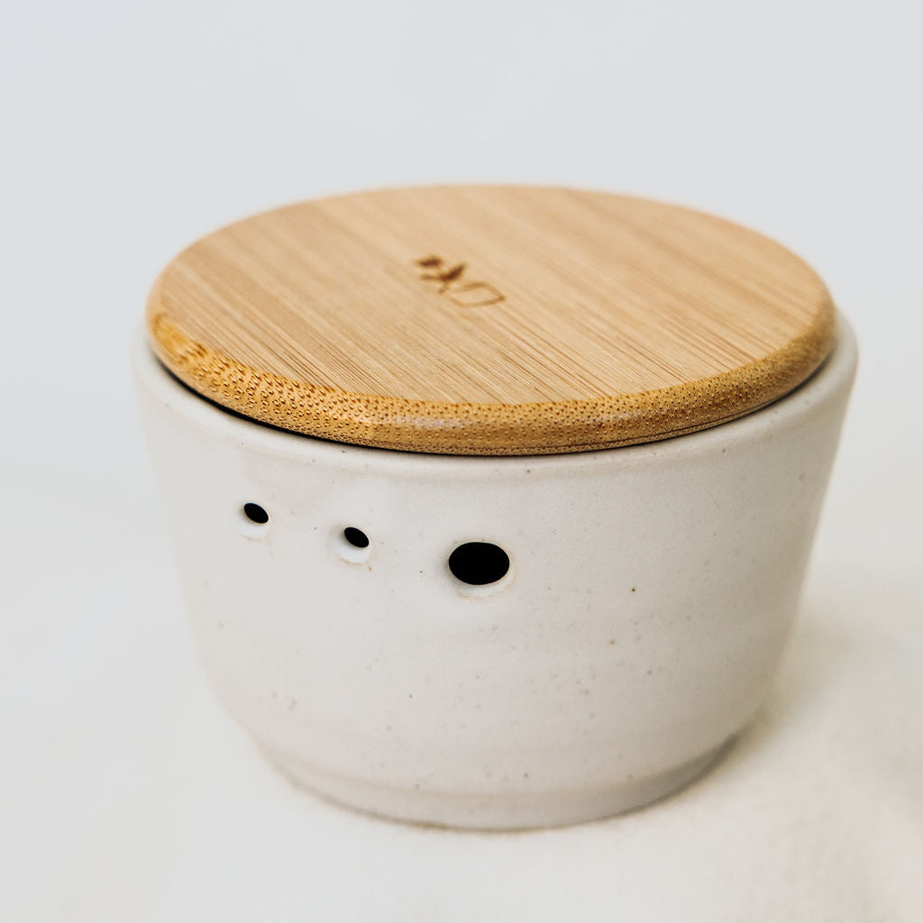 Lidded Pottery Herb Stripper