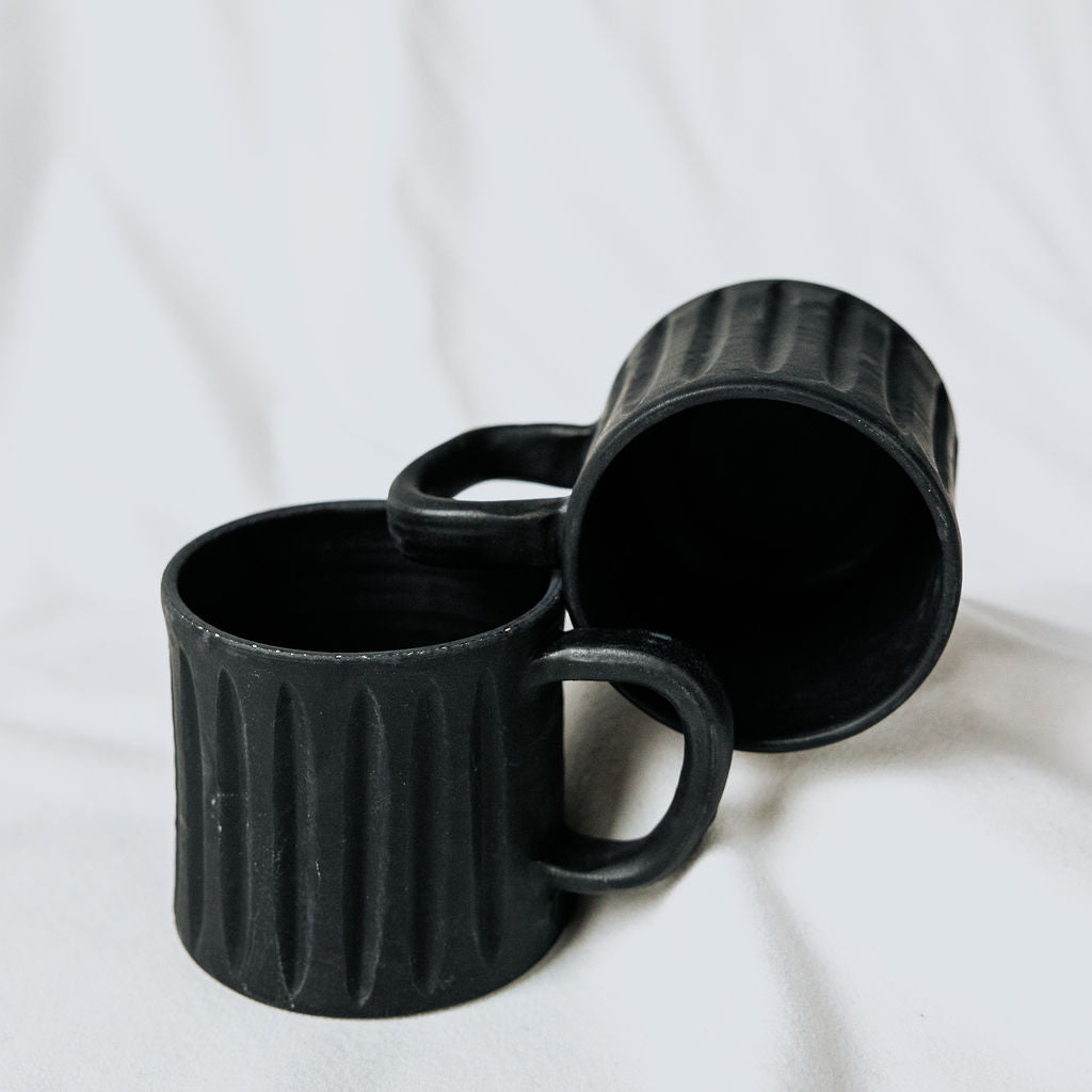 Carved Ceramic Mugs, Carved Pottery Mugs, Carved Cup, Carved Mug