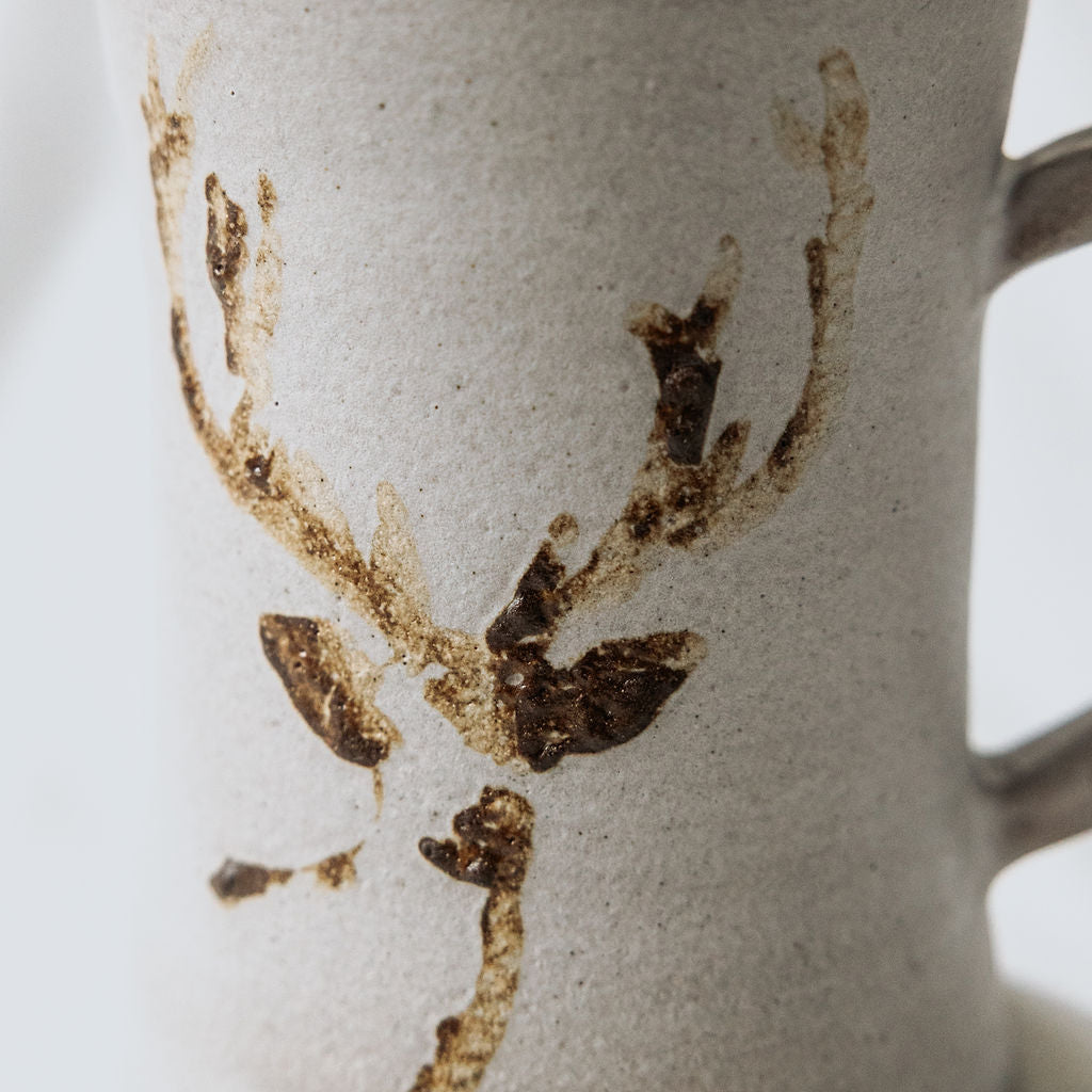 Ceramic Christmas Deer, Deer Christmas Mug, Deer Head Pottery Mug