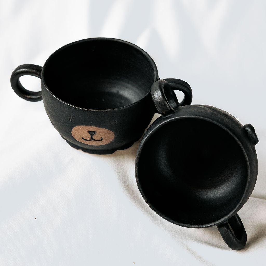 Grumpy the Bear Pottery Mugs