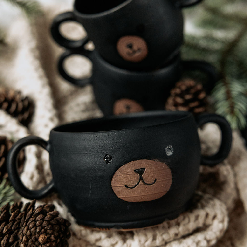 Grumpy the Bear Pottery Mugs