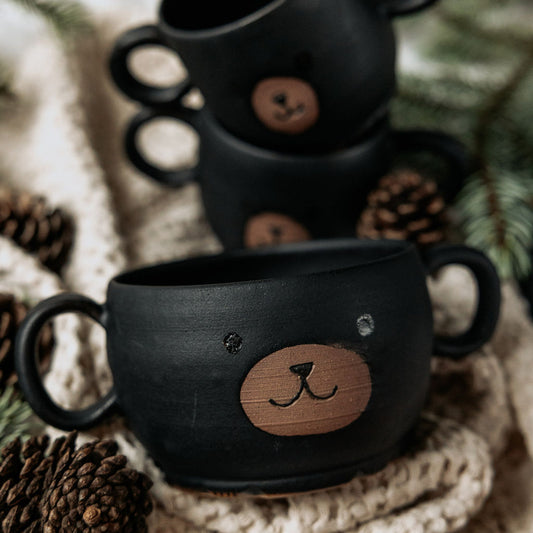 Grumpy the Bear Pottery Mugs