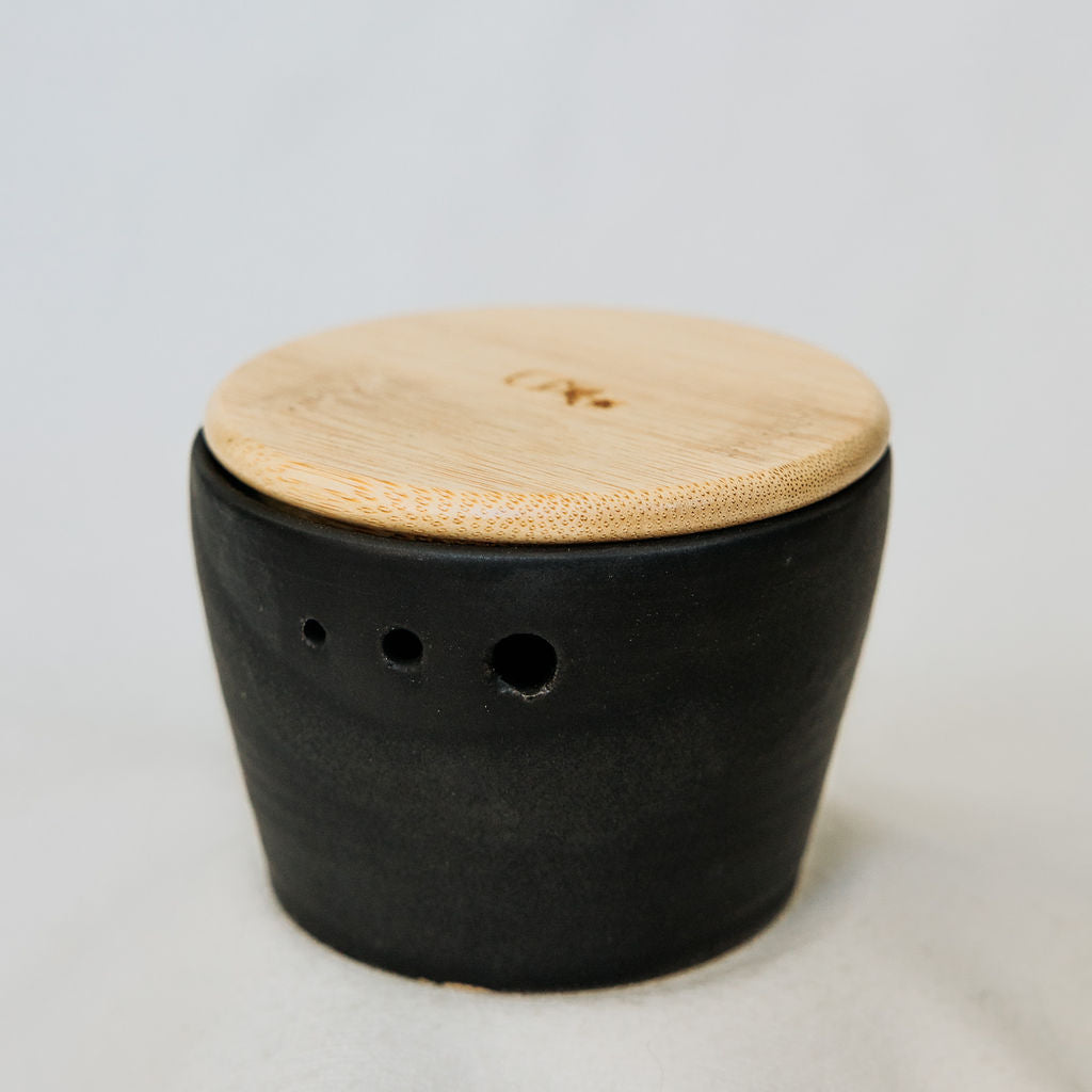 Lidded Pottery Herb Stripper