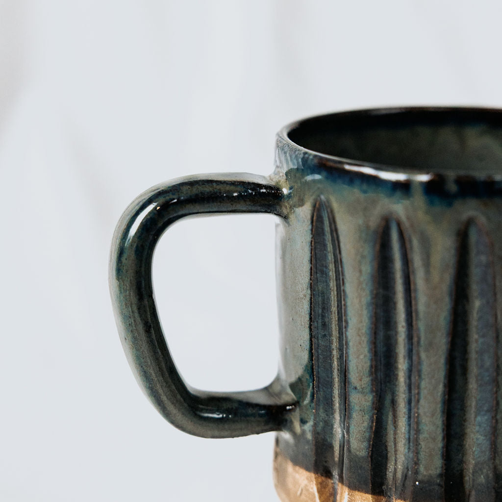Carved Ceramic Mugs, Carved Pottery Mugs, Carved Cup, Carved Mug