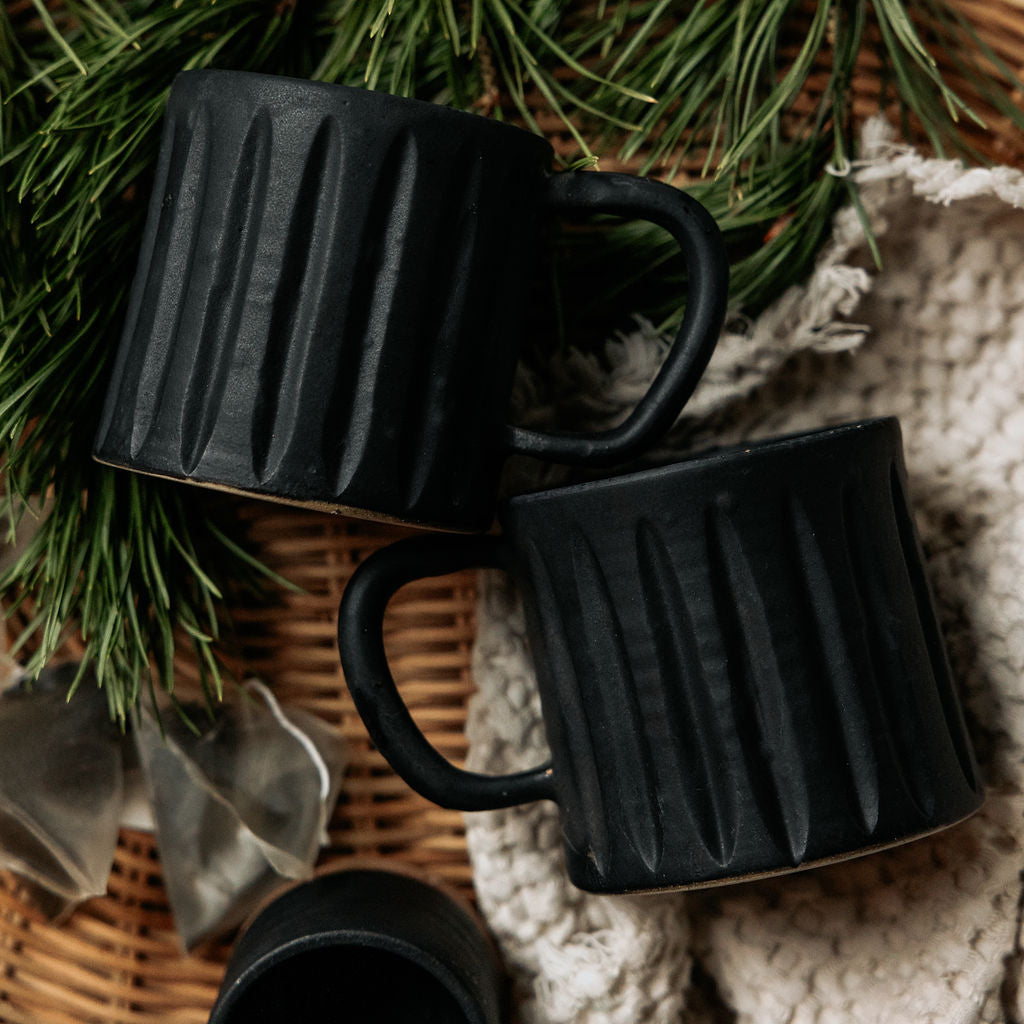 Carved Ceramic Mugs, Carved Pottery Mugs, Carved Cup, Carved Mug