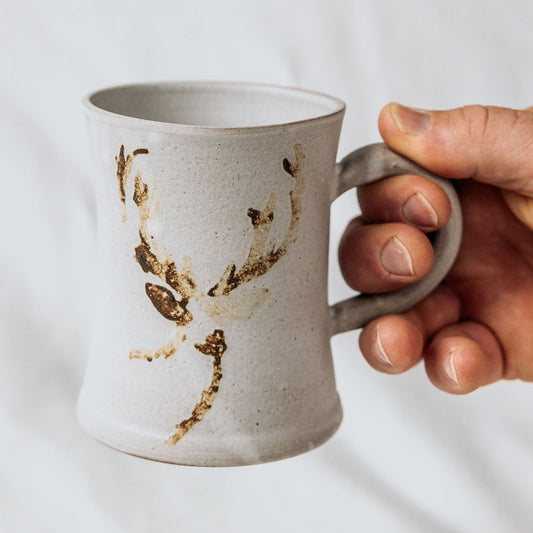Ceramic Christmas Deer, Deer Christmas Mug, Deer Head Pottery Mug