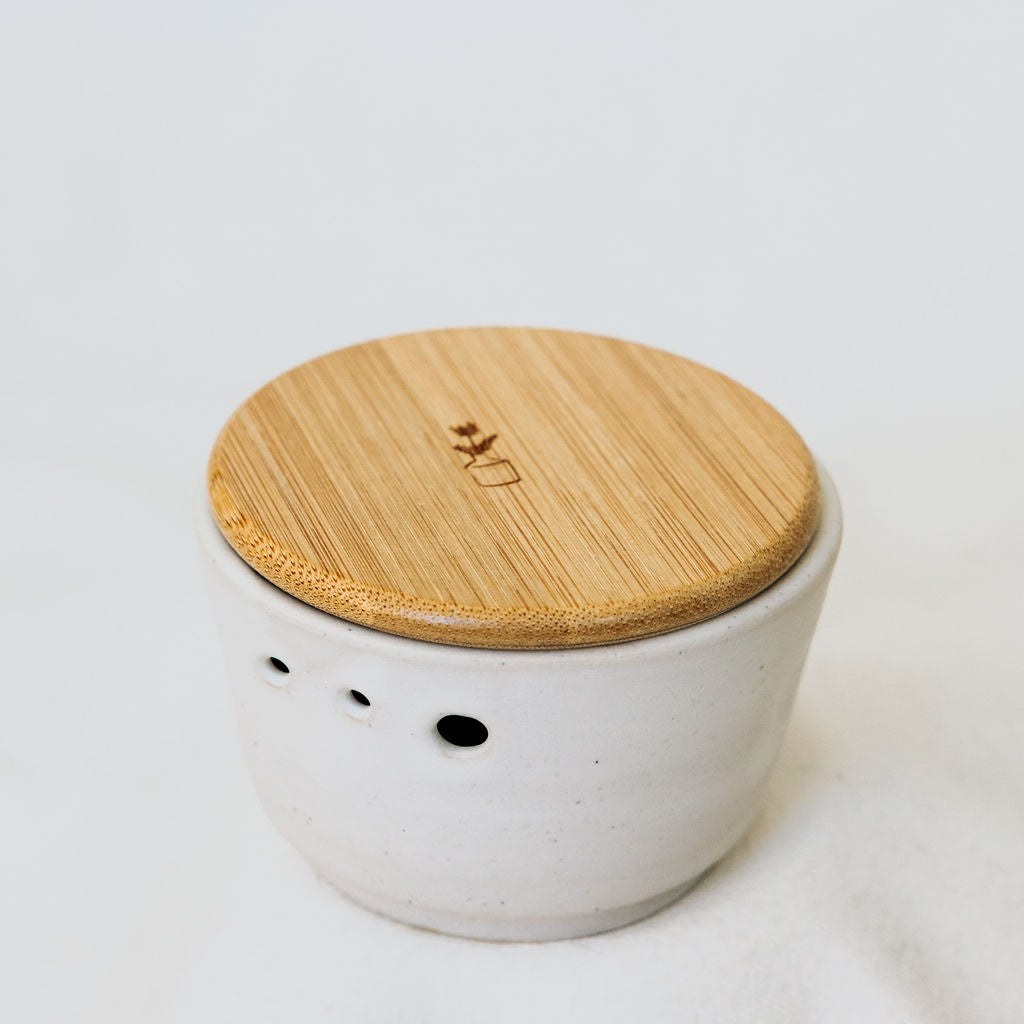 Lidded Pottery Herb Stripper